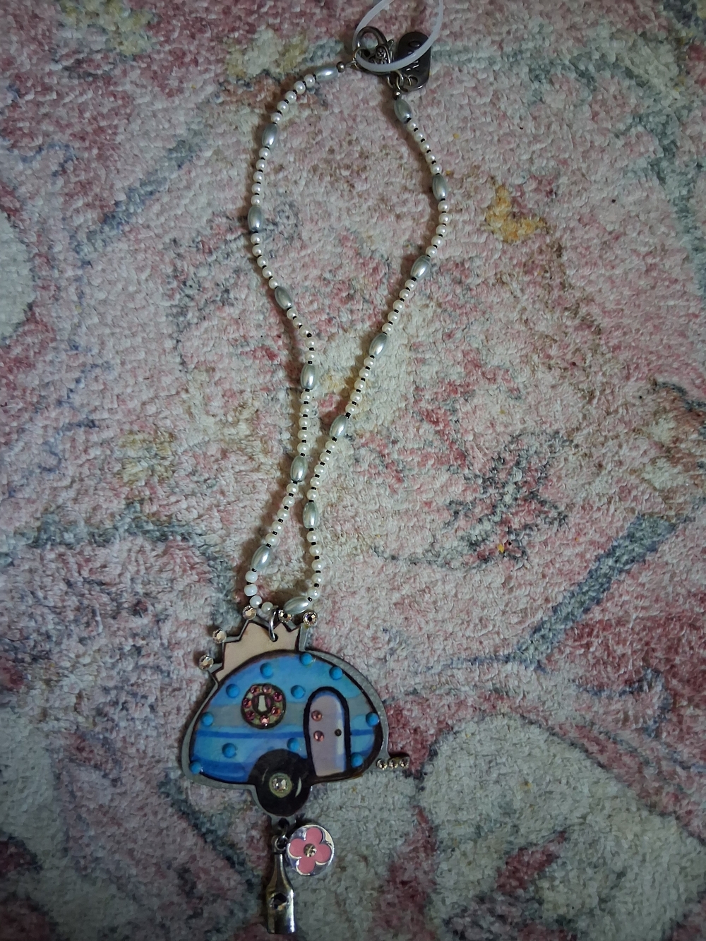 XOXO Blue and Pink Camper Pendant Necklace